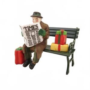 Department 56 Rest Ye Merry Gentleman Man Reading Newspaper On Park Bench